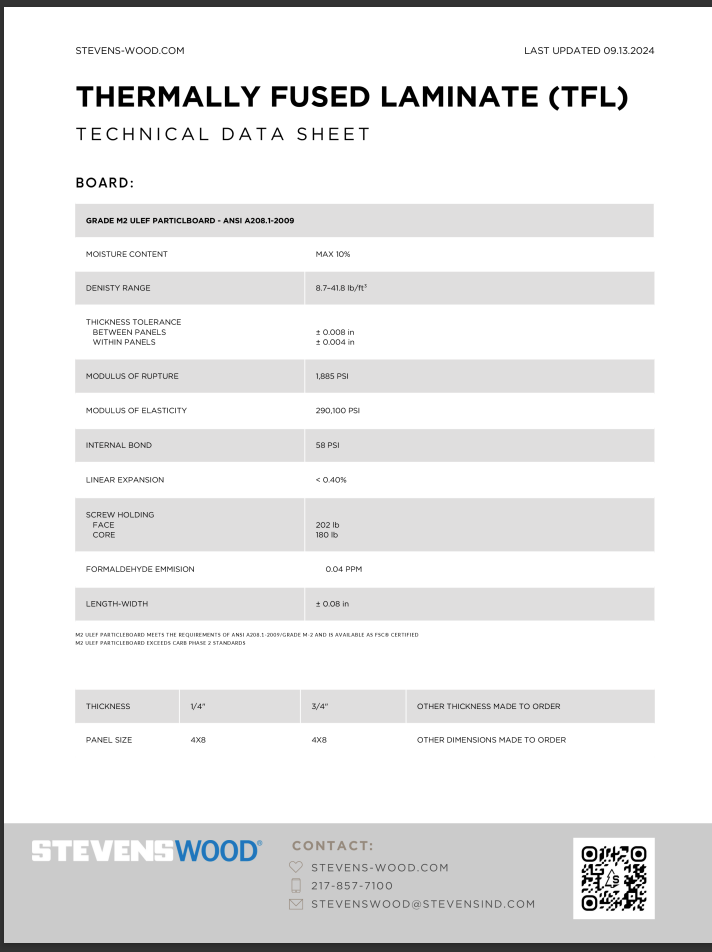 Thermally Fused Laminate (TFL) Technical Data Sheet