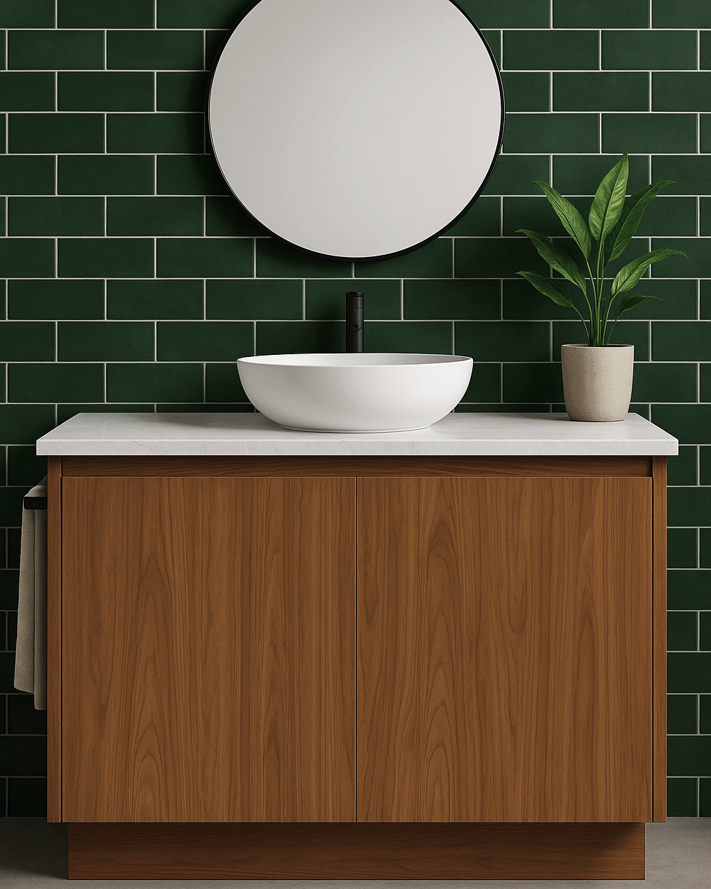 W68 Cognac Walnut Bathroom
