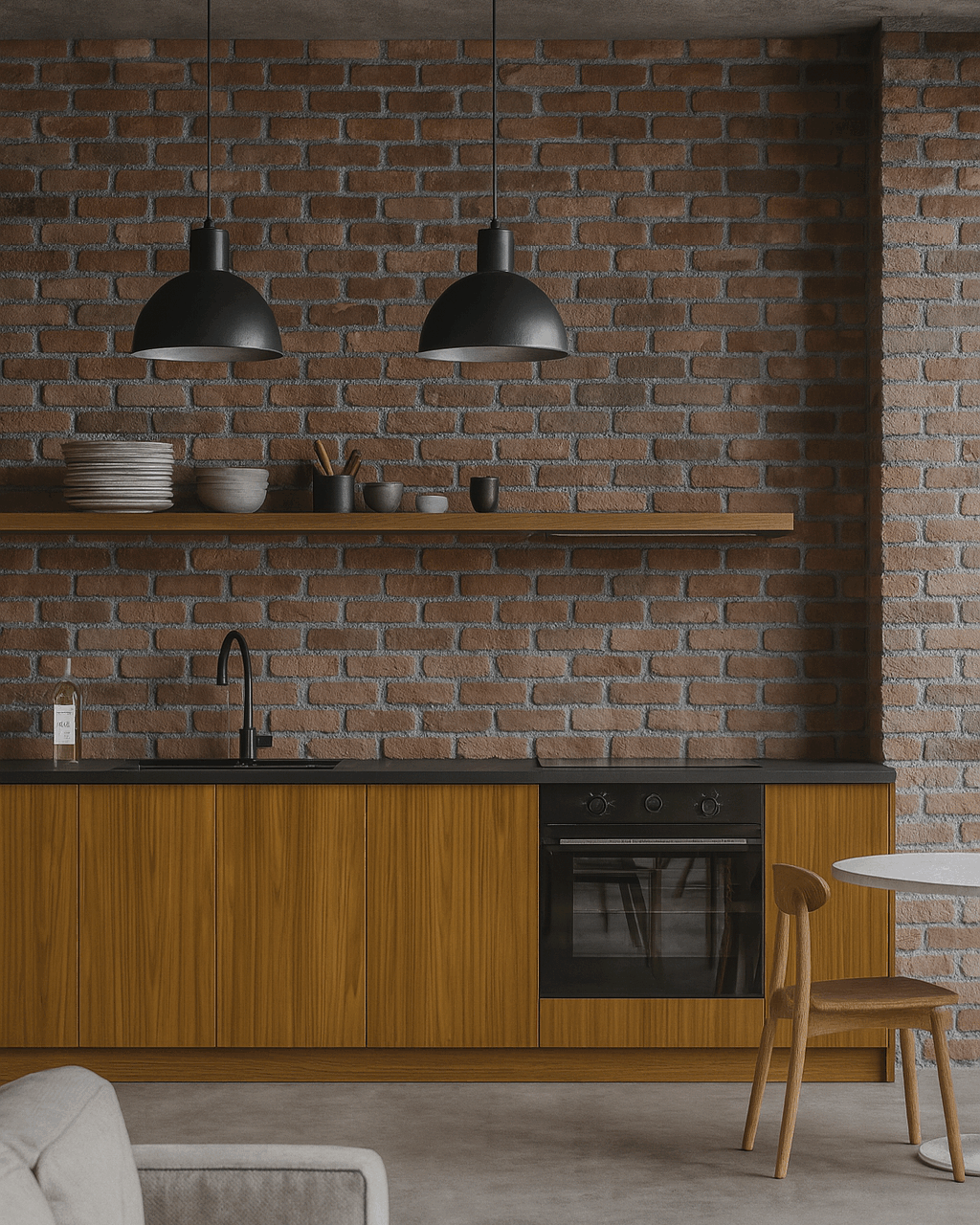 W68 Cognac Walnut Kitchen